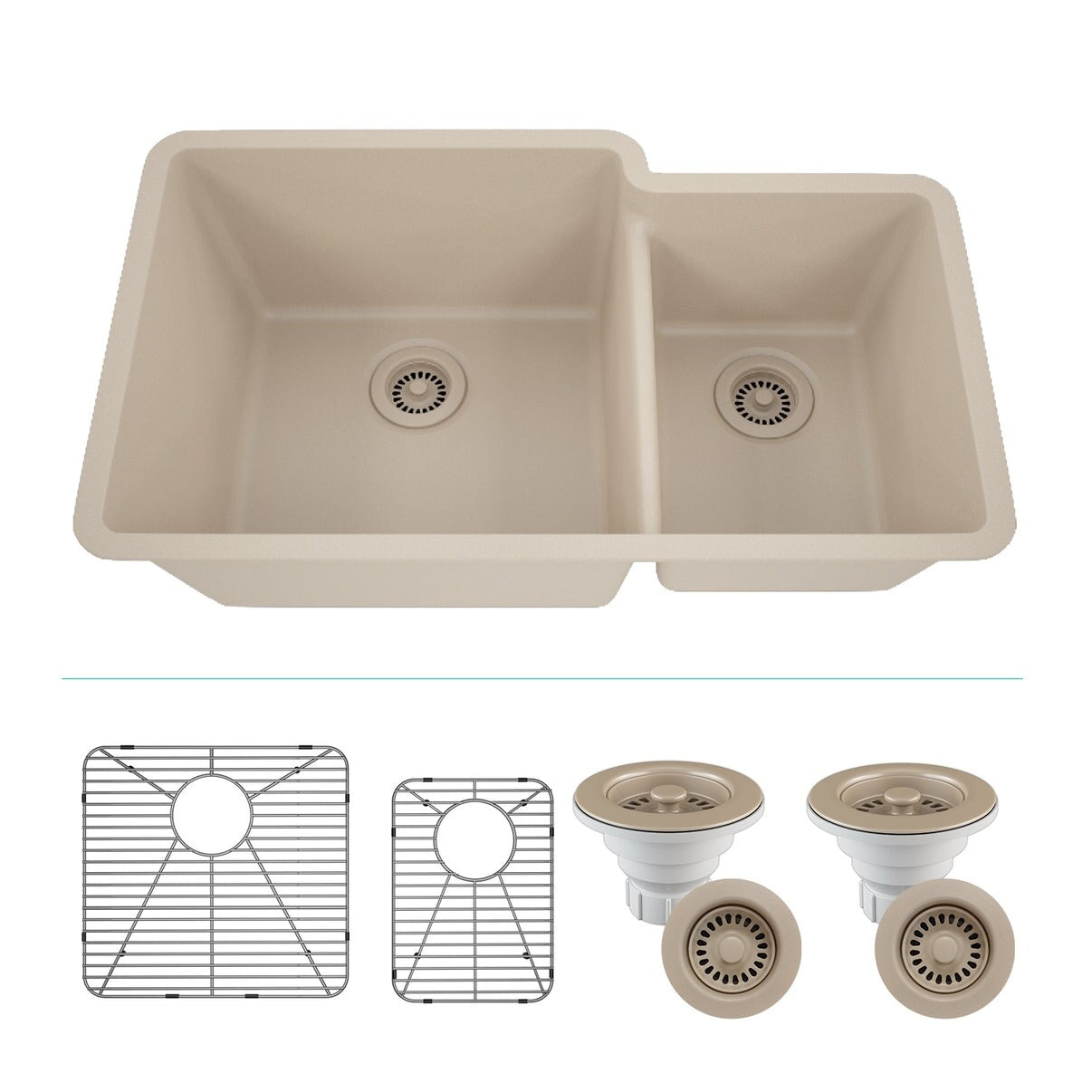 Lexicon Platinum Offset Double Bowl Quartz Composite 32 X 19 X 9 7 1 2 In. D Kitchen Sink