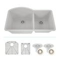 Lexicon Platinum Offset Double Bowl Quartz Composite Kitchen Sink