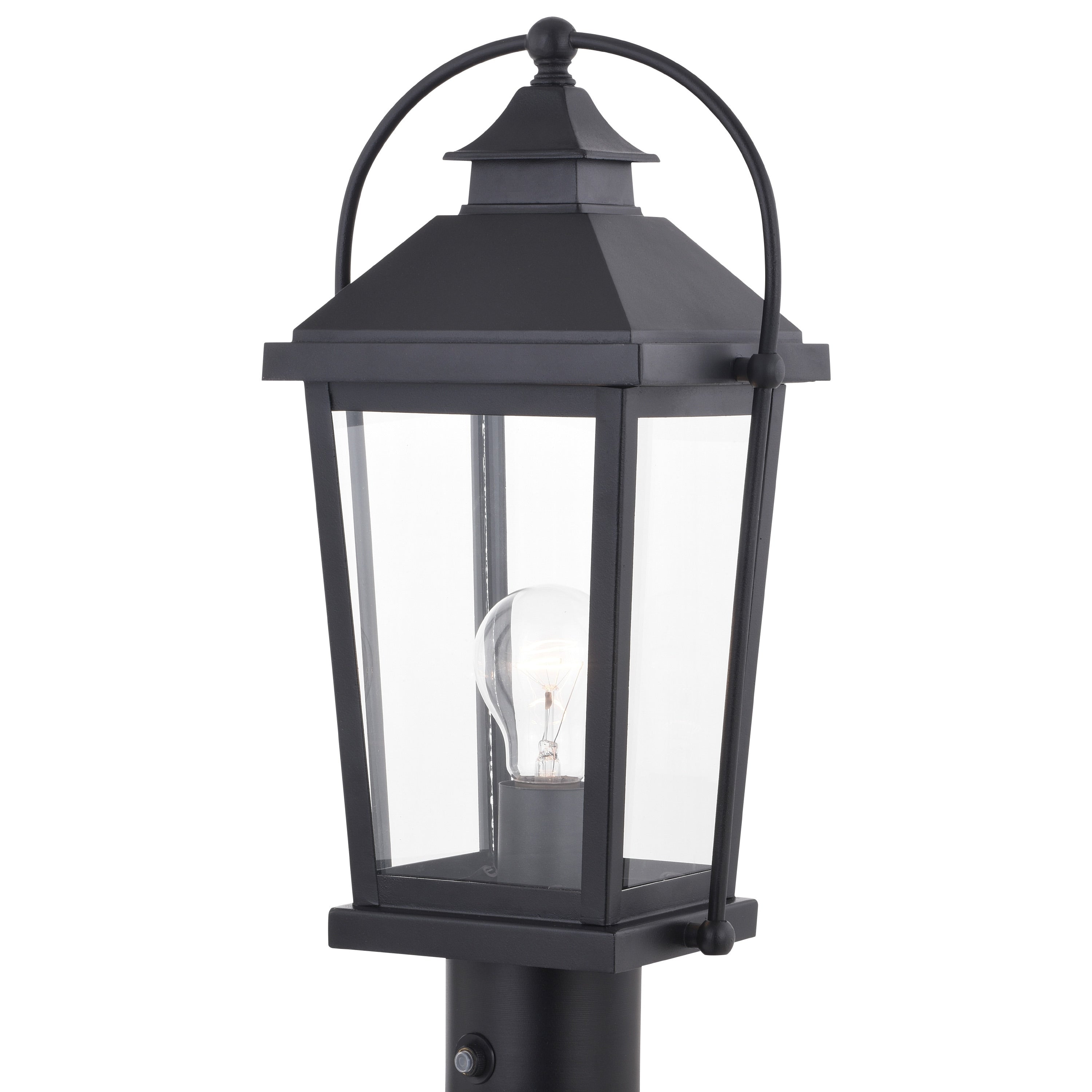 Lexington 1 Light Dusk To Dawn Black Outdoor Post Lamp Clear Glass 7.75 In. W X 17.75 In. H X 6.5 In. D