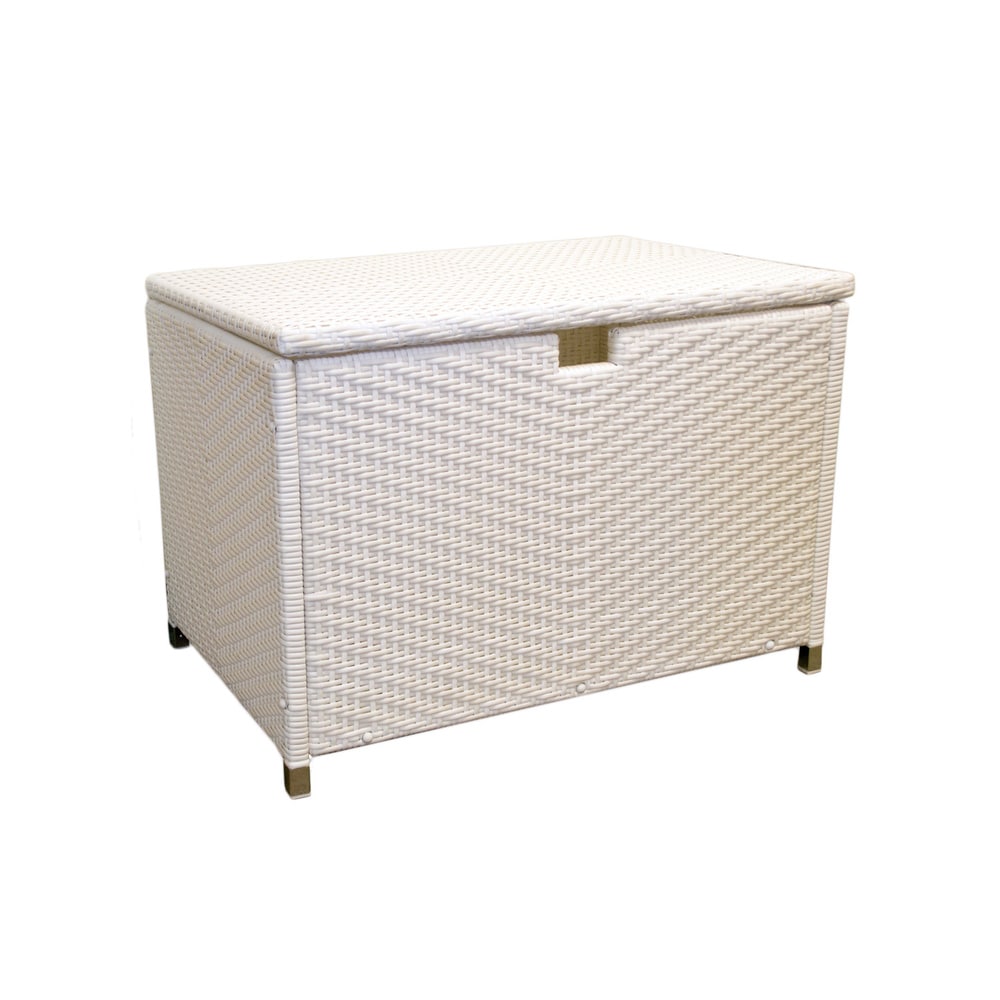 Tortuga Outdoor White Wicker Medium Storage Box