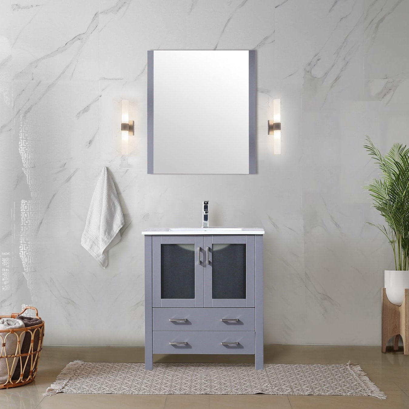 Volez 30 Single Vanity Top Square Sink No Mirror