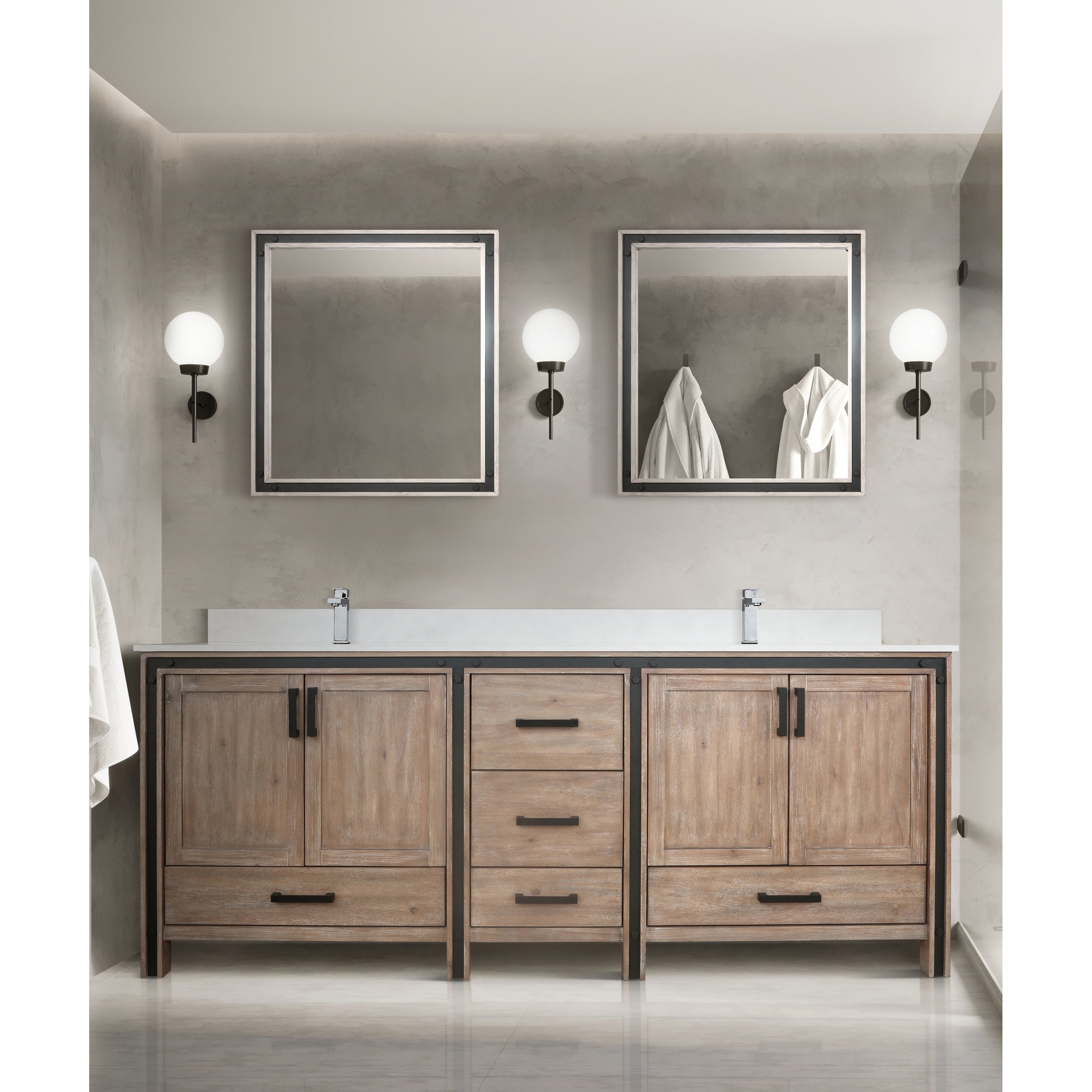 Ziva 84 Double Vanity Cultured Marble Top White Square Sink And No Mirror