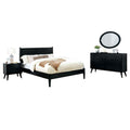 Leyla 4Pc Full Bedroom Set Dresser With Oval Mirror Black Wood