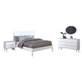 Leyla 4Pc Full Bedroom Set Dresser With Oval Mirror White Wood