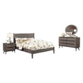 Leyla 4Pc Twin Bedroom Set Dresser With Oval Mirror Gray Wood