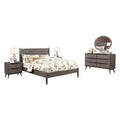 Leyla 5Pc Queen Bedroom Set 2 Nightstands Oval Mirror Gray Wood