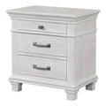 Leyne Nightstand 3 Drawers Farmhouse Weathered Gray Solid Wood 26 Inch