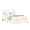 Lez Queen Size Platform Bed With 2 Storage Drawers Ivory Boucle Upholstery
