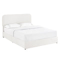 Lez Queen Size Platform Bed With 4 Storage Drawers Ivory Boucle Upholstery