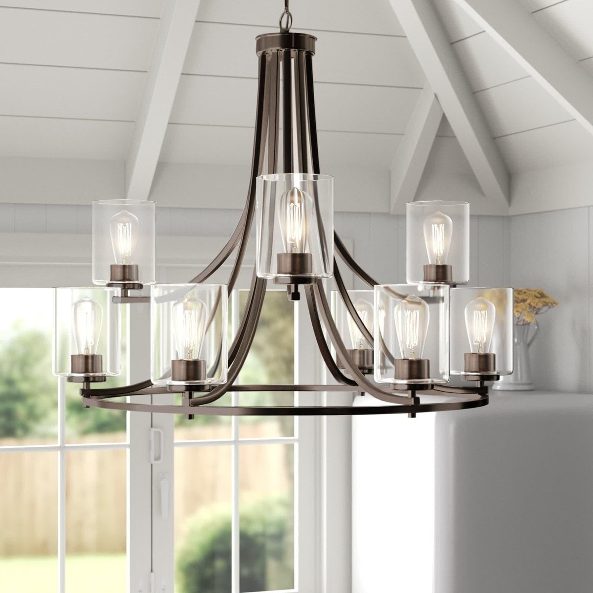 Liam Collection 9 Light Chandelier 30 W 29.75 H Satin Copper Bronze Finish