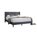 Liana Full Bed Tufted Charcoal Gray Burlap Upholstery Foam Padding