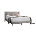 Liana Full Bed Tufted Light Brown Burlap Upholstery Foam Padding