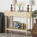 Liba Console Table 3 Drawer Accent Table With Scalloped Detailing And Open Shelf Storage For Hallway Entryway Or Living Room