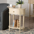Liba End Table 1 Drawer Accent Table With Scalloped Detailing And Open Shelf Storage For Hallway Entryway And Living Room
