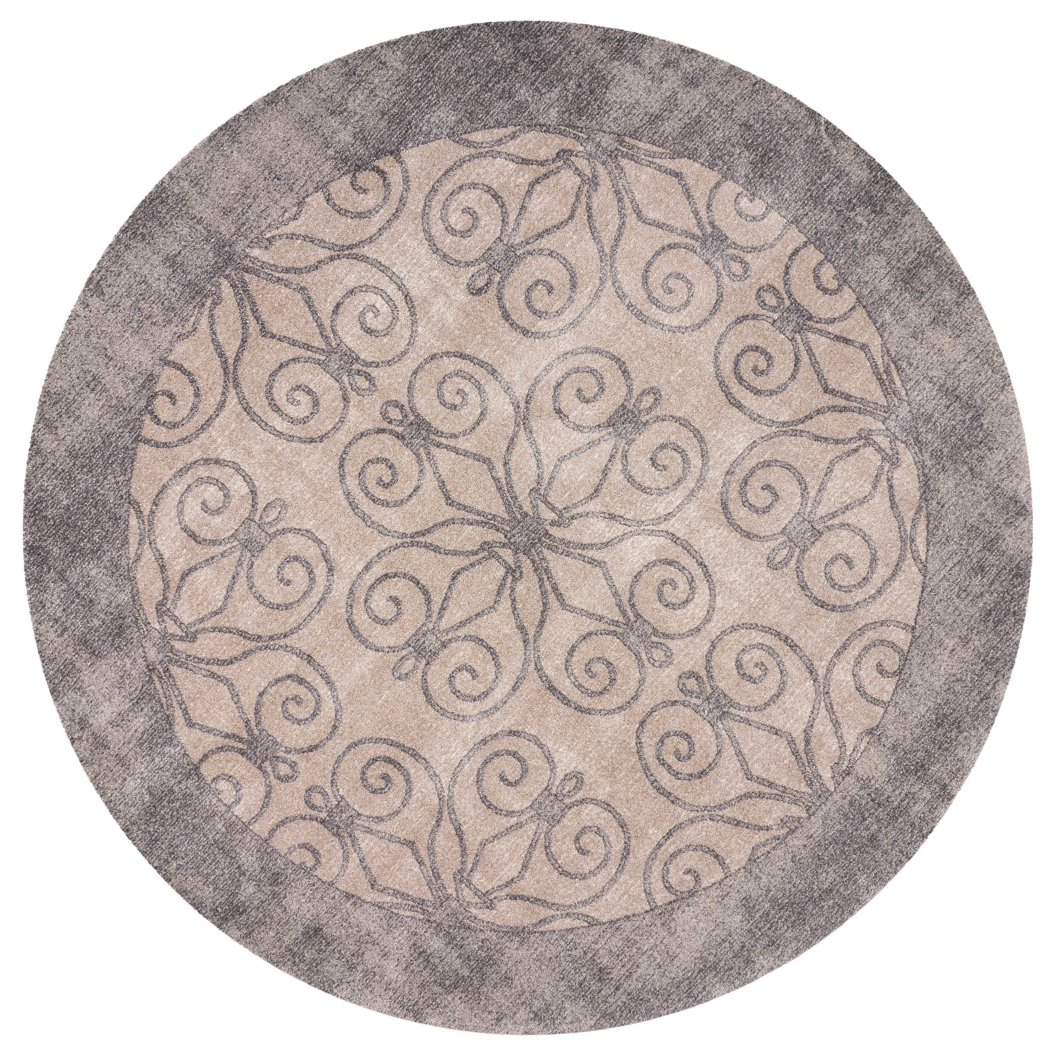 Libby Langdon Winston Greige Looking Glass Round Rug 66 Round