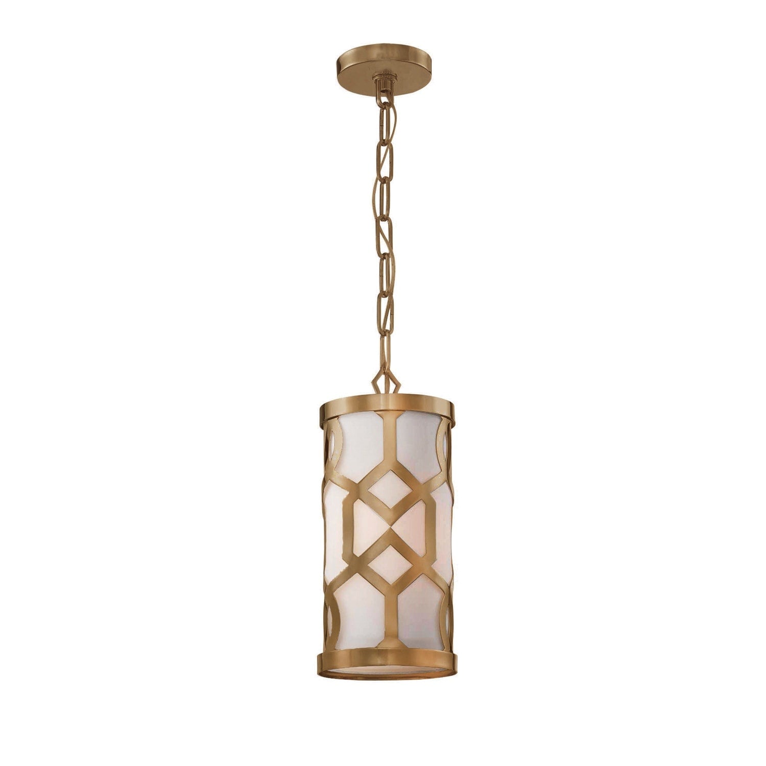 Libby Langdon For Crystorama Jennings 1 Light Aged Brass Pendant 6.12 W X 14.25 H