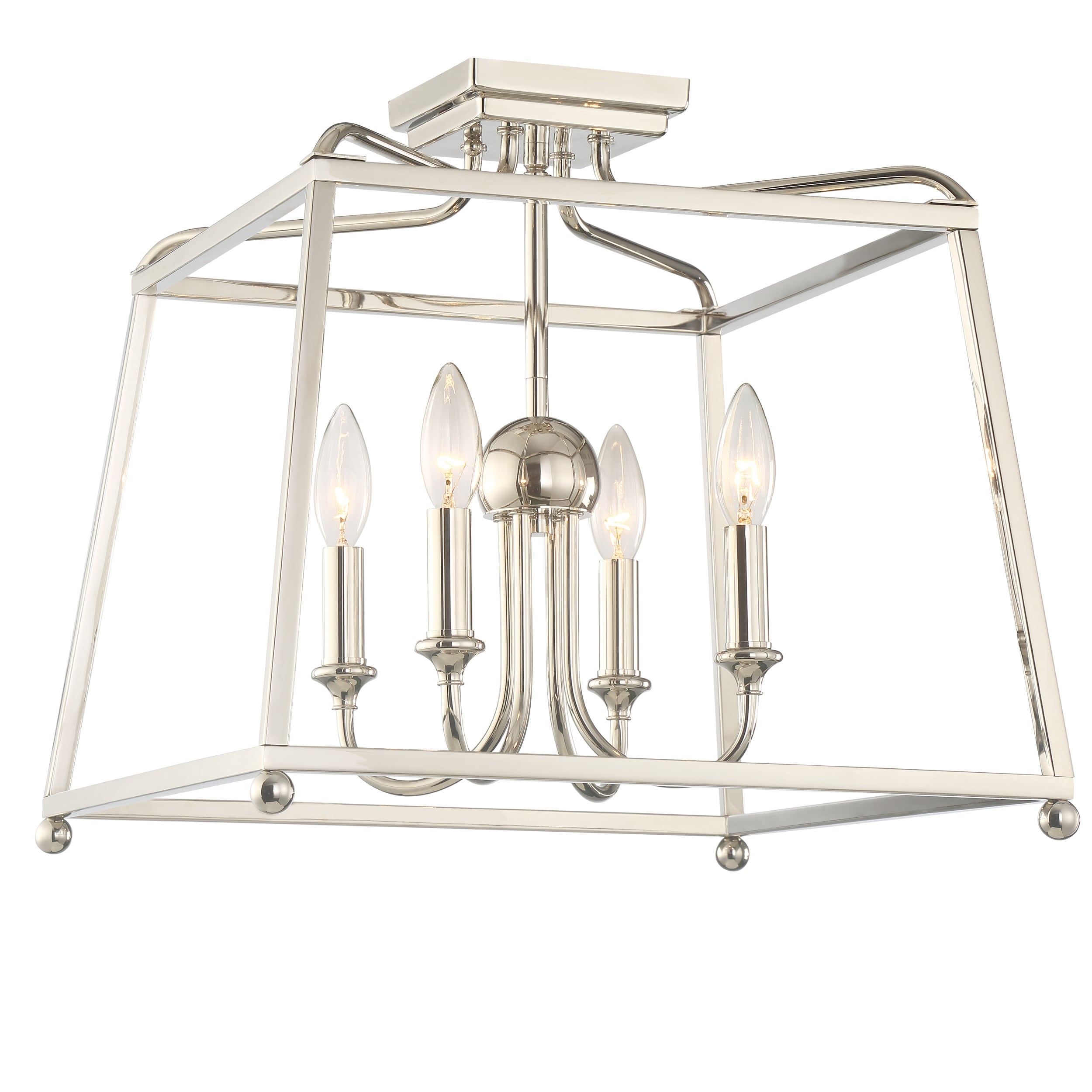 4 Light Polished Nickel Semi Flush Mount