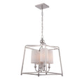 4 Light Polished Nickel Chandelier W White Silk Shades Polished Nickel