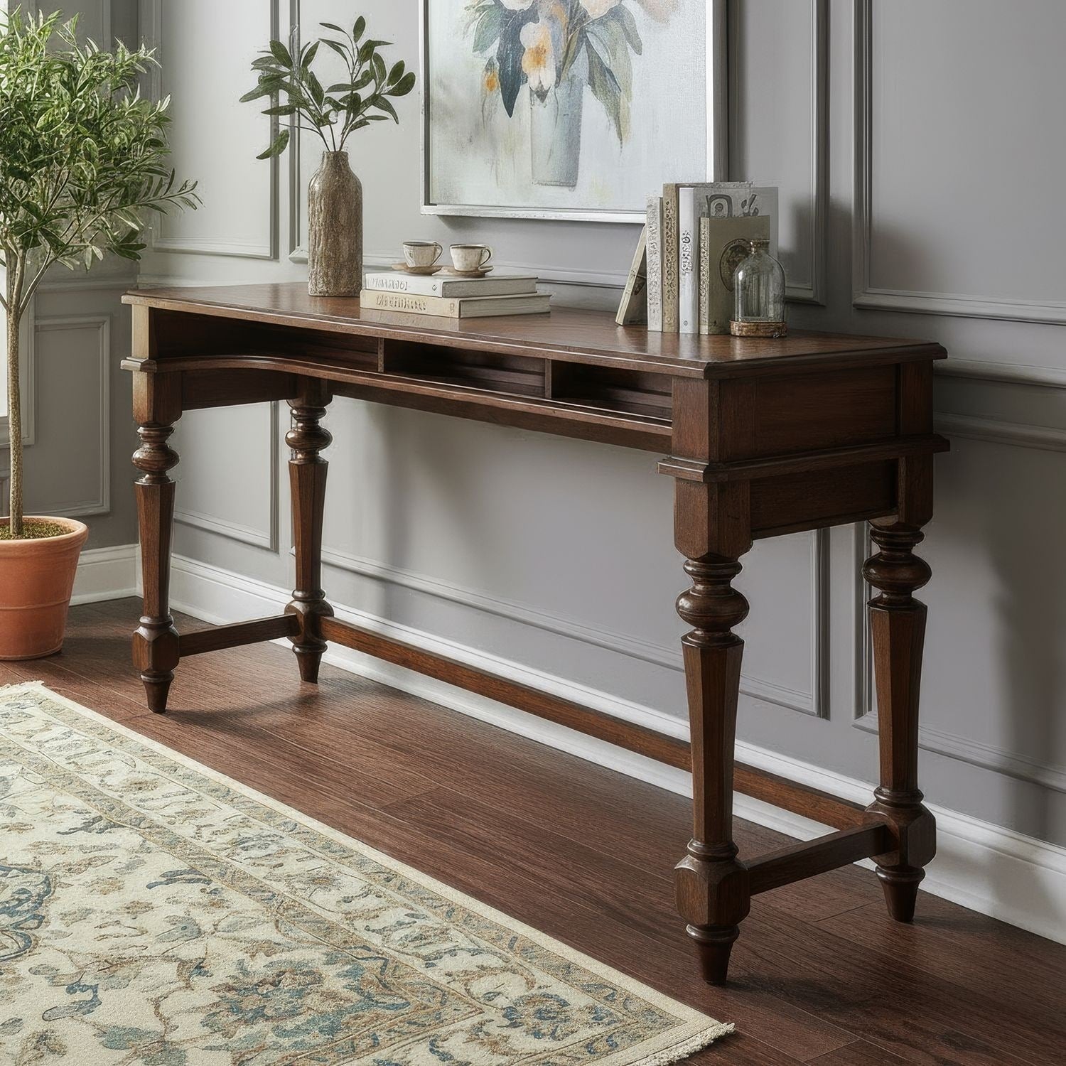 Liberty Furniture Arden Road Console Bar Table Satin Cherry Poplar Solids