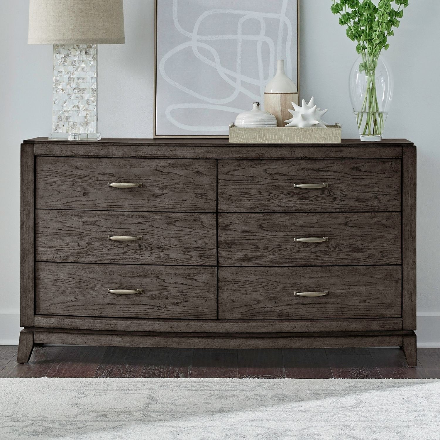 Liberty Furniture Avalon 6 Drawer Bedroom Dresser Coffee Bean Brown Oak Wood