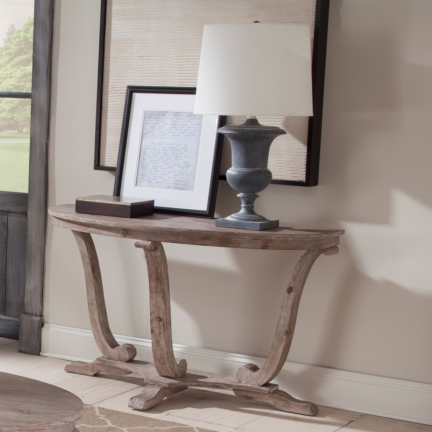The Gray Barn Harbour Head Stone White Wash Brush Sofa Table