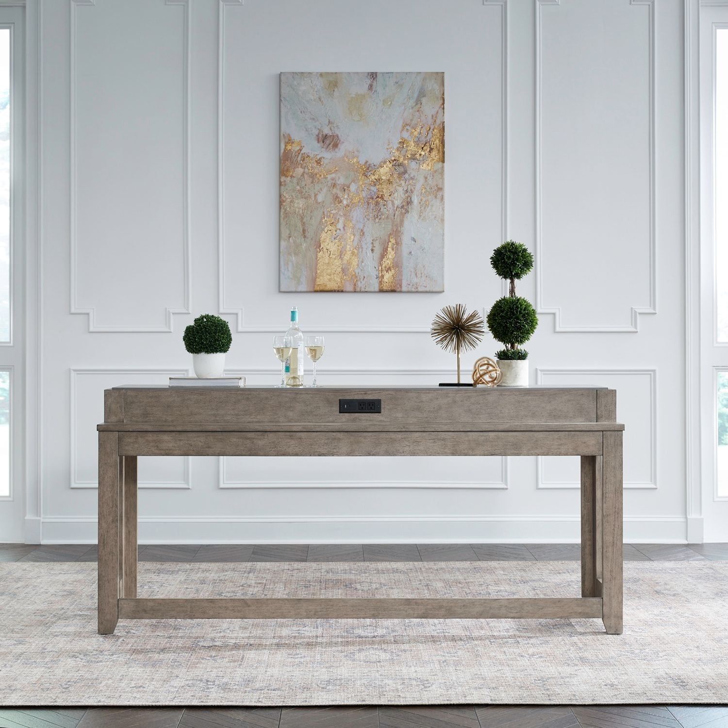 Liberty Furniture Millstone Console Bar Table Nutmeg Brown Rubberwood Solids
