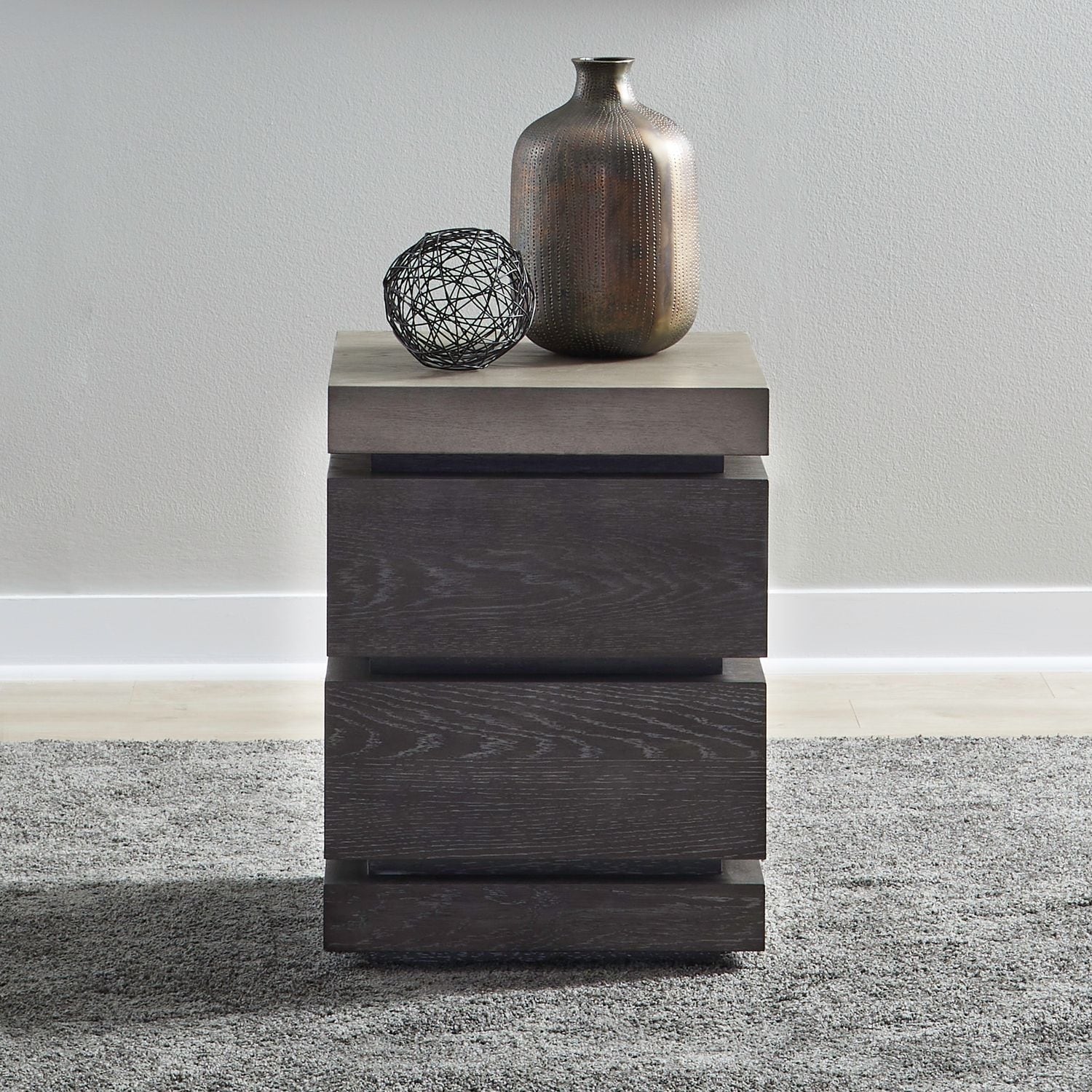 Liberty Furniture Piedmont Chairside Table Charcoal With Ash Tops Brown Rubberwood Solids