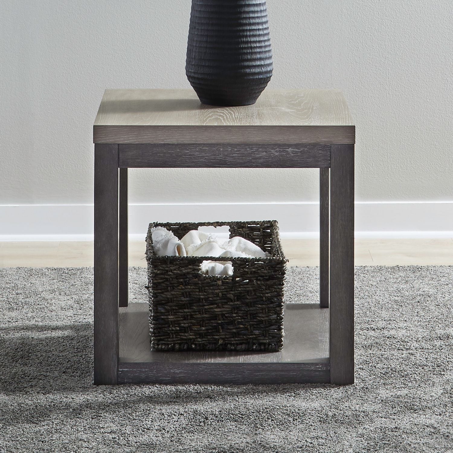 Liberty Furniture Piedmont End Table Charcoal With Ash Tops Brown Rubberwood Solids