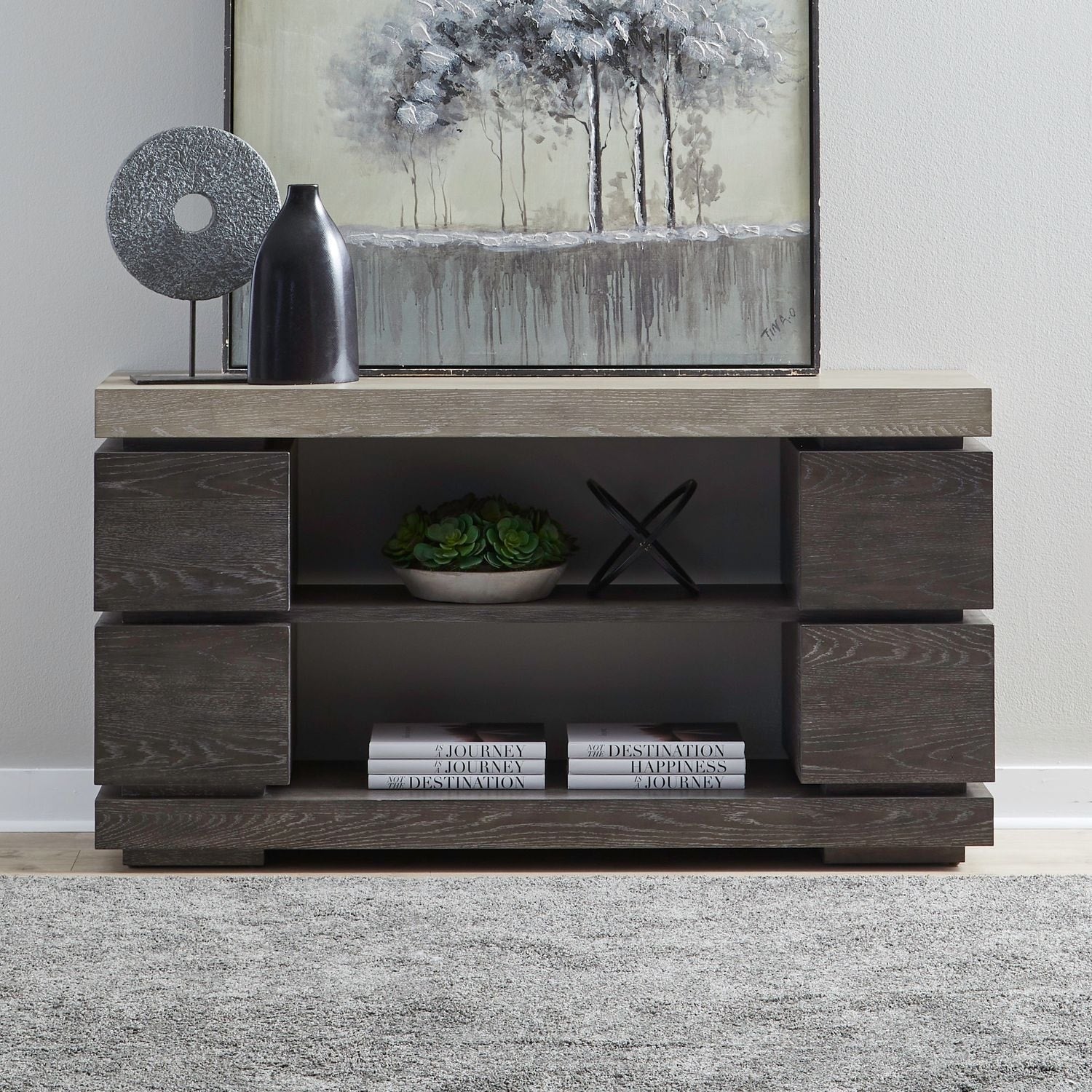Liberty Furniture Piedmont Sofa Table Charcoal With Ash Tops Brown Rubberwood Solids