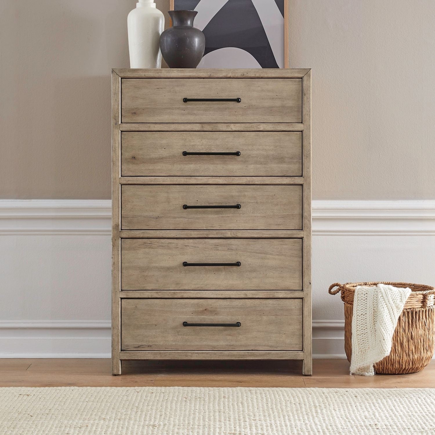 Liberty Furniture Proximity Place 5 Drawer Bedroom Chest Barley Buff Brown Birch Wood