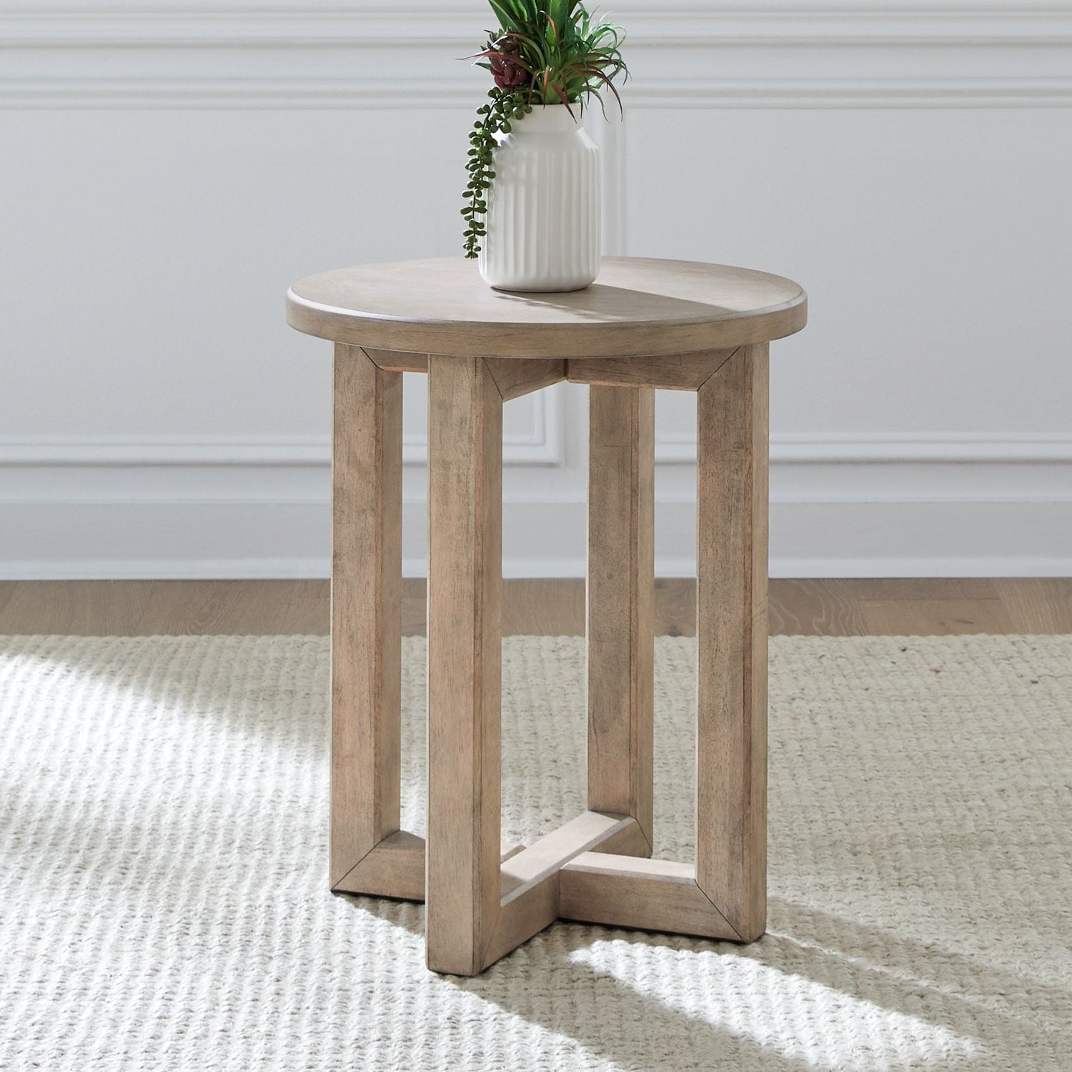 Liberty Furniture Proximity Place Chairside Table Barley Buff Brown Rubberwood Solids