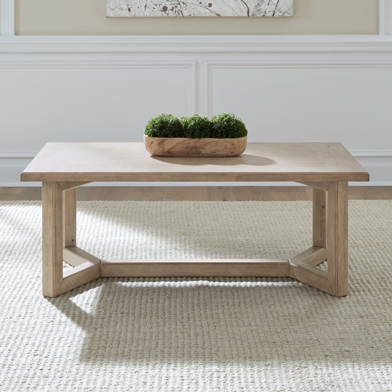Liberty Furniture Proximity Place Rectangular Cocktail Table Barley Buff Brown Rubberwood Solids