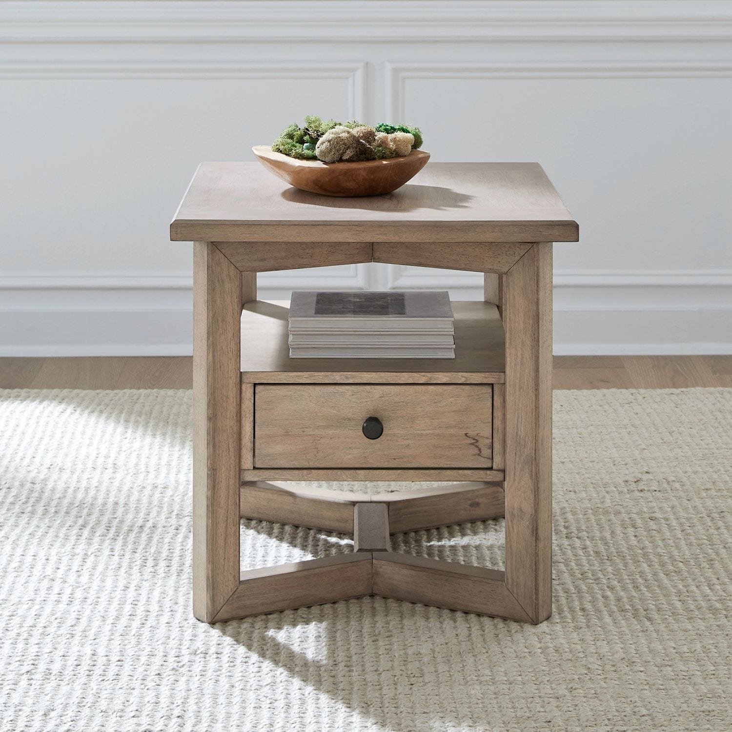Liberty Furniture Proximity Place Rectangular End Table Barley Buff Brown Rubberwood Solids
