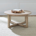 Liberty Furniture Proximity Place Round Cocktail Table Barley Buff Brown Rubberwood Solids