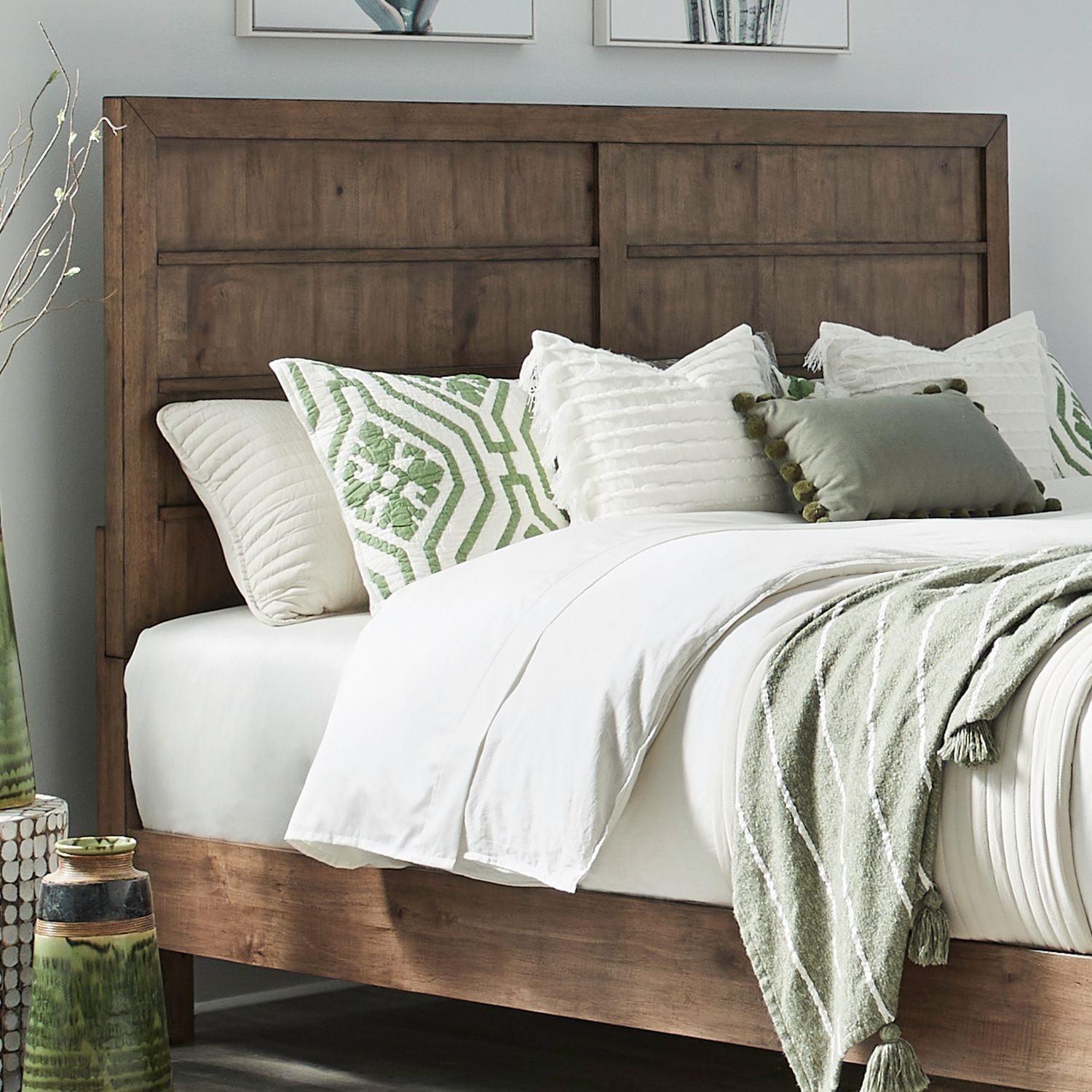 Liberty Furniture Shaker Lakes Panel Bed Headboard Maple Wood Queen Or King
