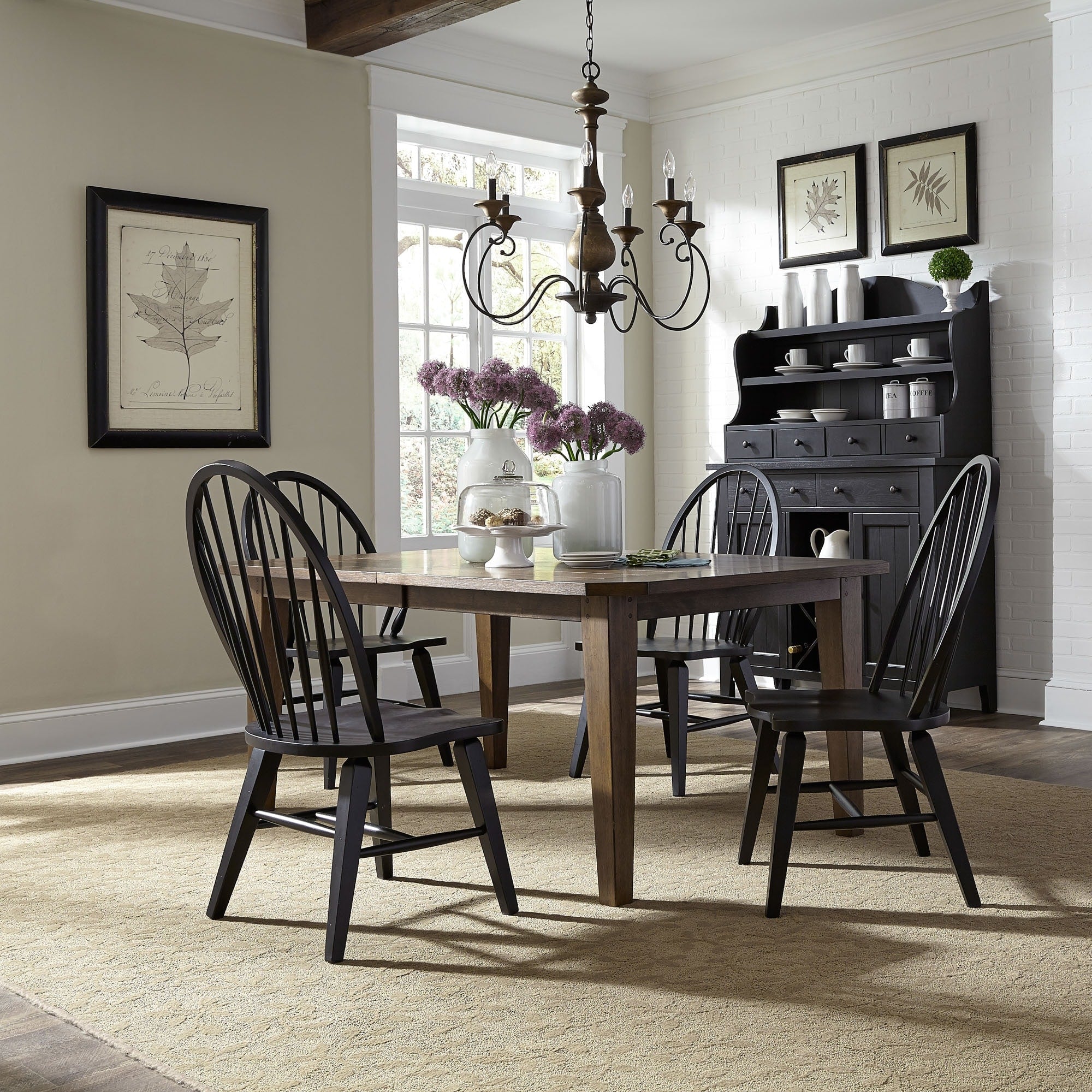 Hearthstone Traditional Black And Rustic Oak 5 Piece Dinette Set
