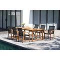 Life Style Garden 7 Piece Teak Patio Dining Set Black Chairs