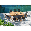 Life Style Garden 9 Piece Teak Patio Dining Set Black Chairs
