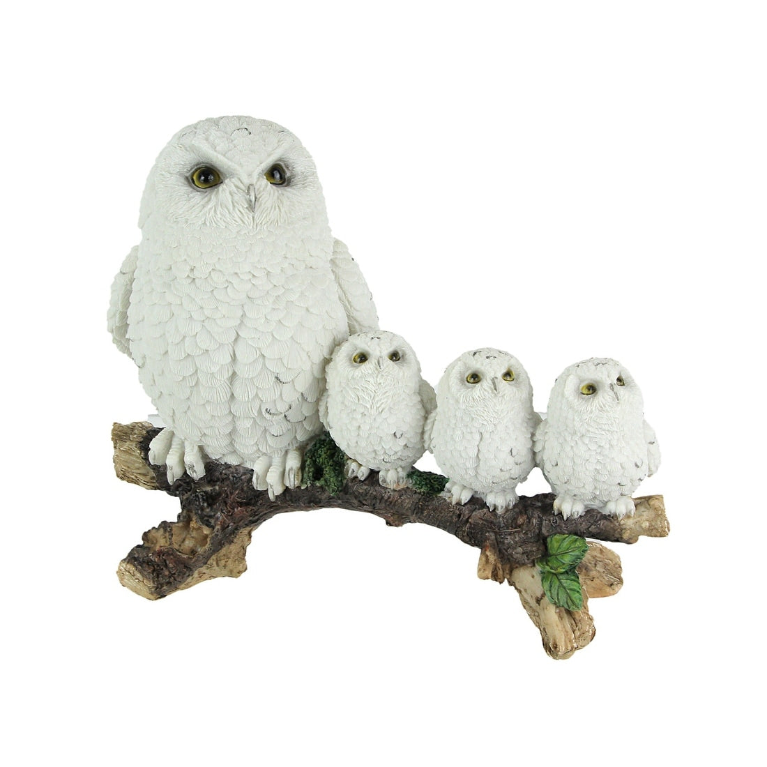 Lifelike Snowy Owl And Chicks Tabletop Statue Mother And Children Figure 8 X 10.5 X 5.5 Inches