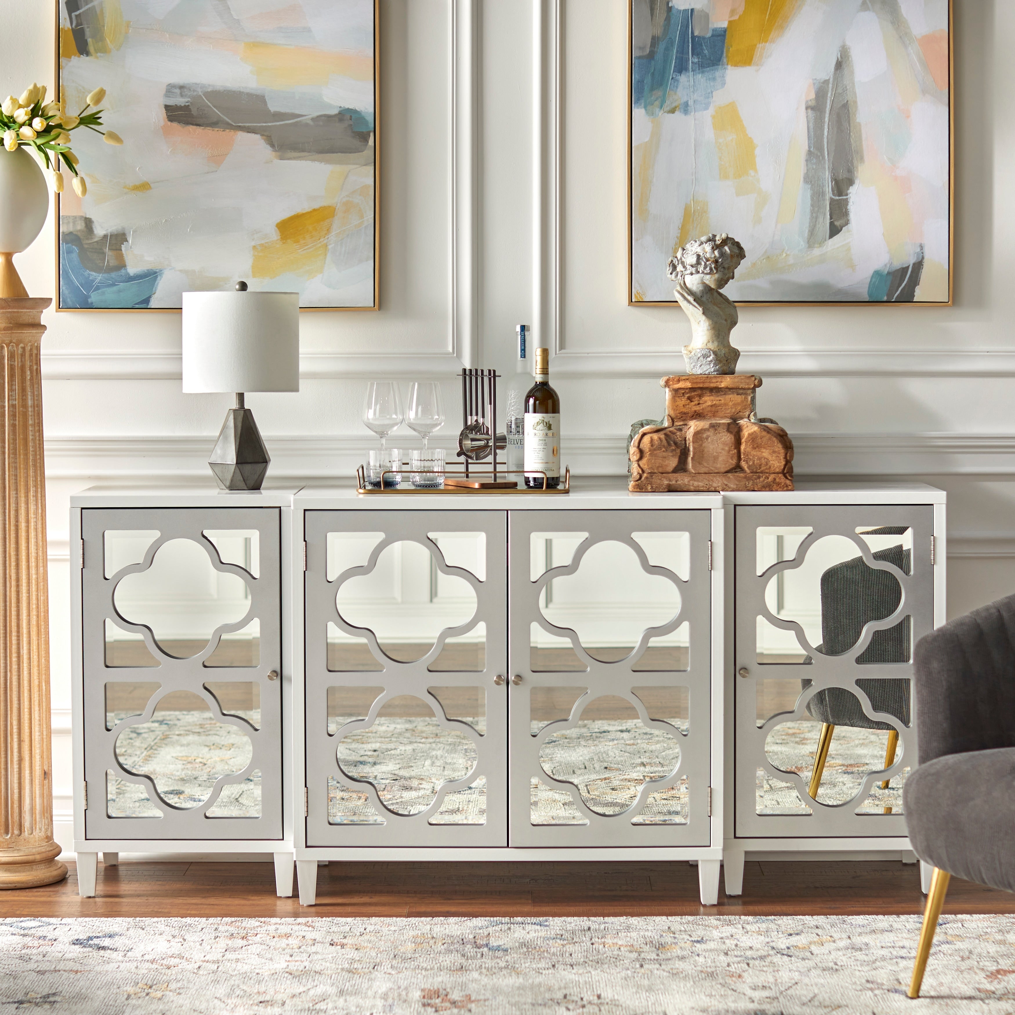 Lifestorey Broadway 3 Piece Mirrored Cabinet Set