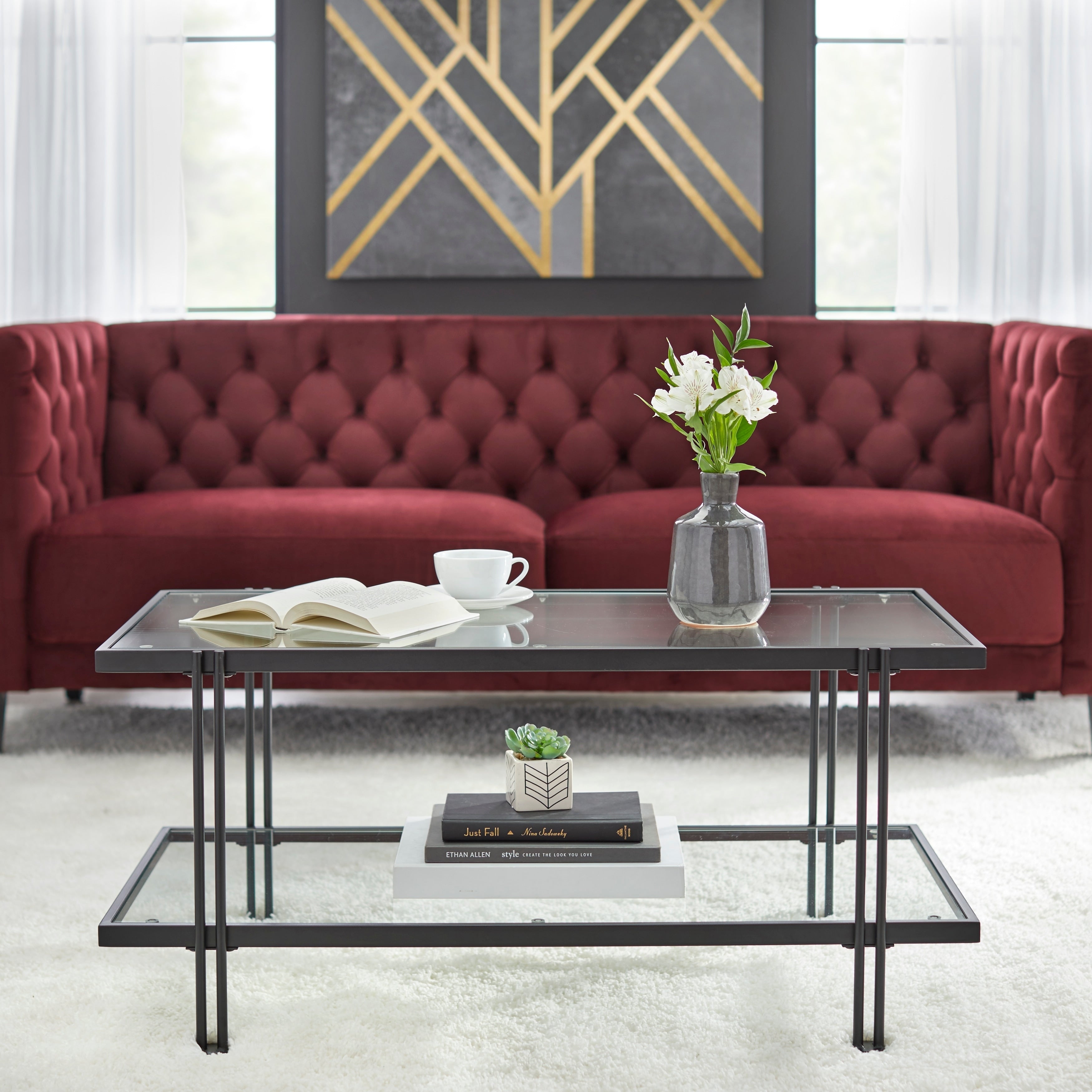 Lifestorey Folio Metal And Glass Coffee Table