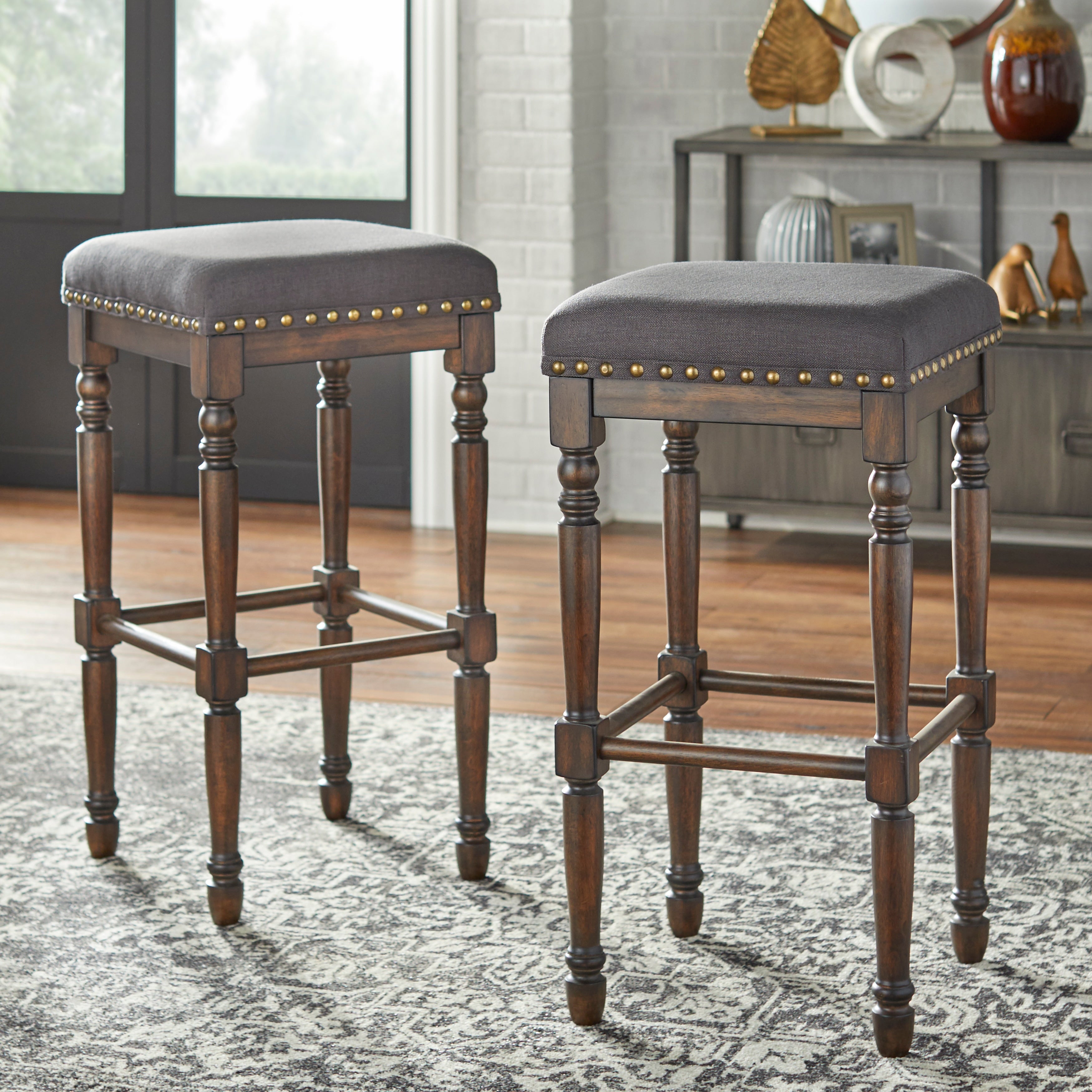 Lifestorey Grafton 30 Inch Turned Leg Stool Set Of 2