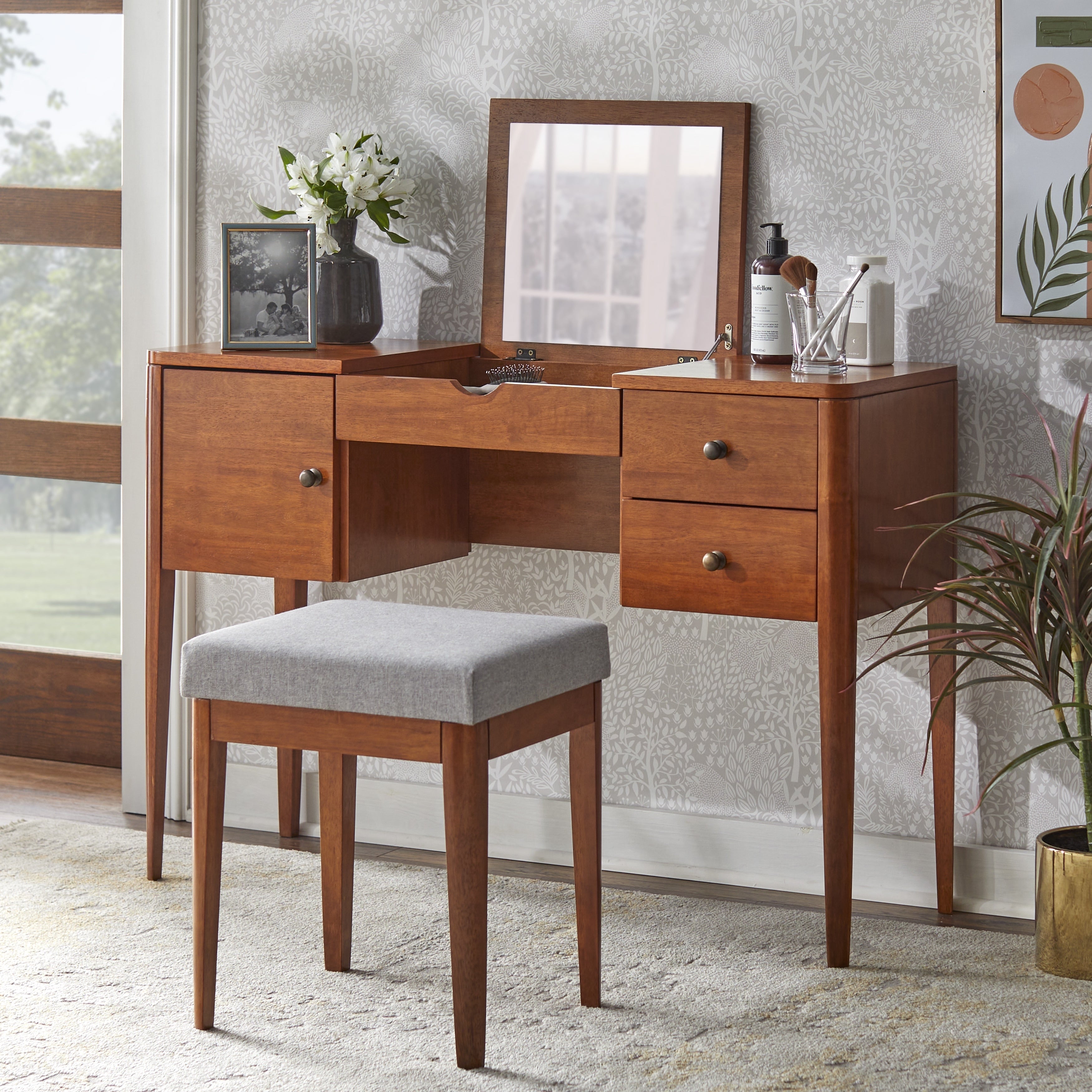Lifestorey Parc Vanity Desk And Stool Set