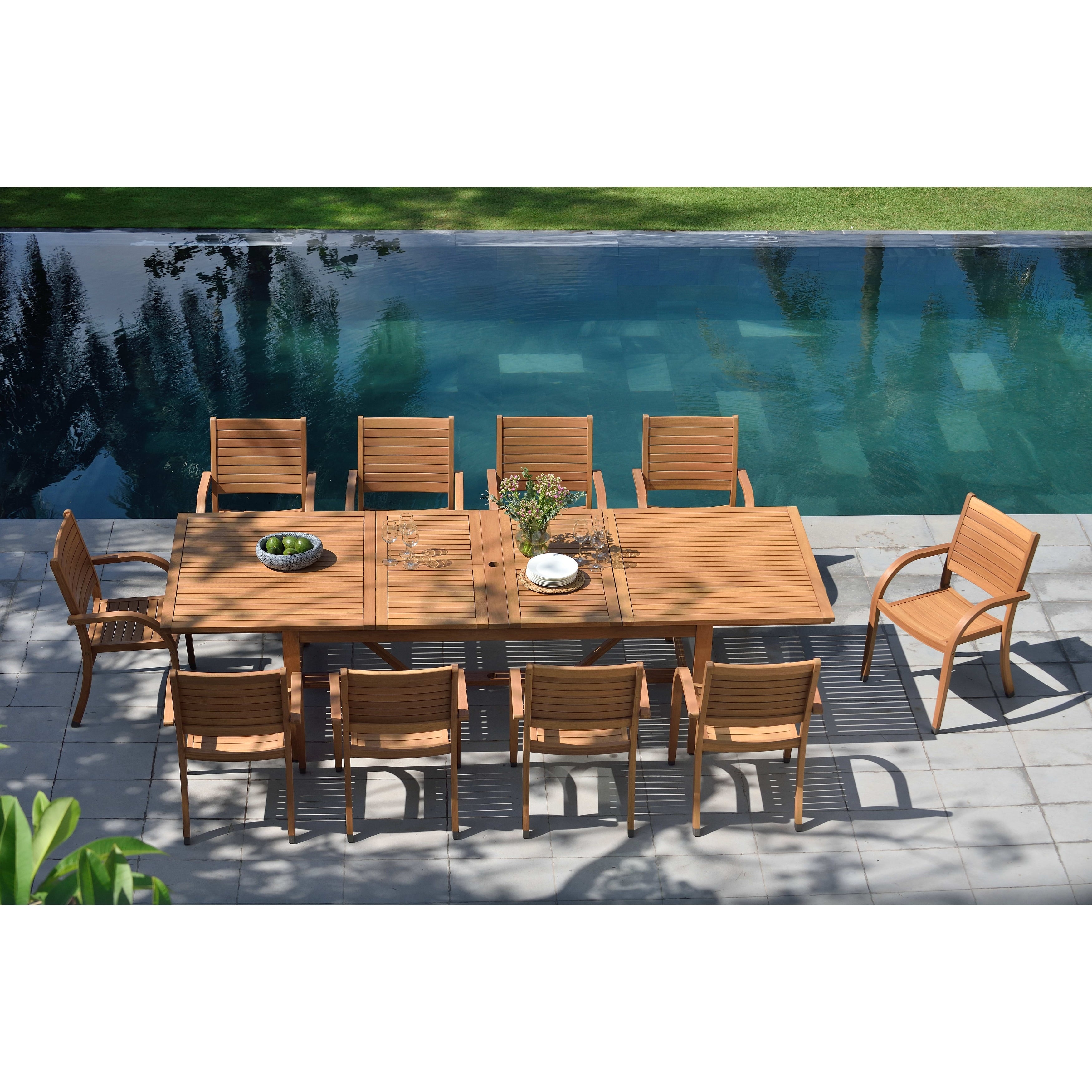 Life Style Garden 11 Piece Teak Finish Patio Dining Set