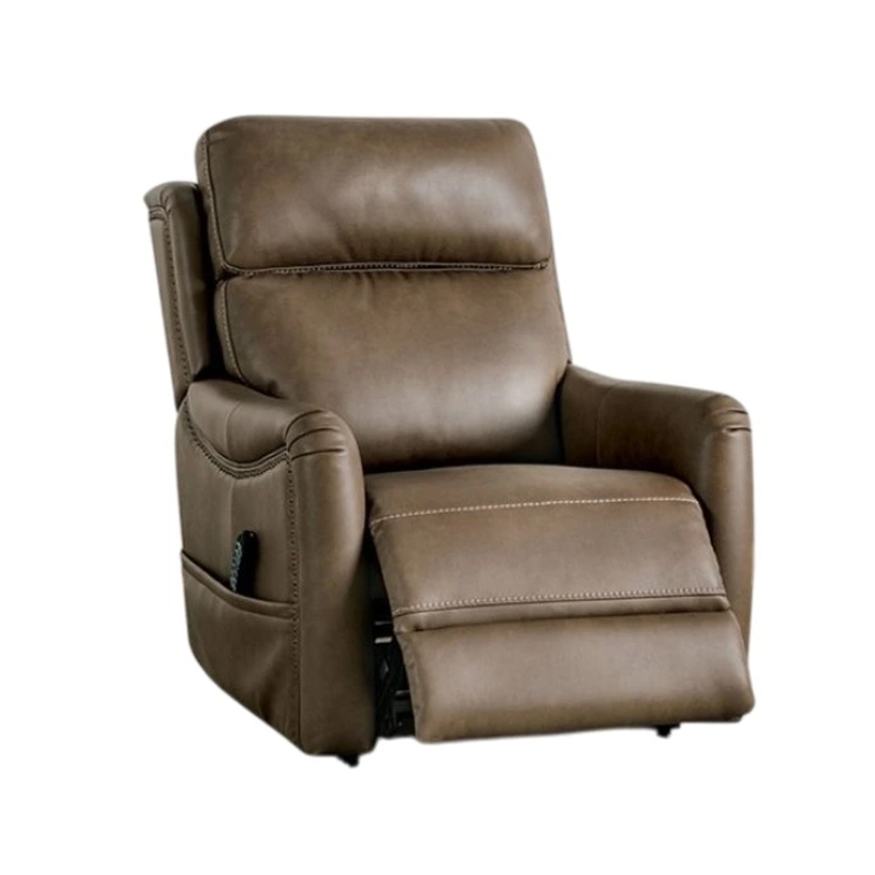 Lift Chair Brown Faux Leather Air Massage 3 Zone Heating Usb