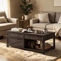 Lift Top Coffee Table With Hidden Storage Compartment And Open Shelf Adjustable Wood Center Table