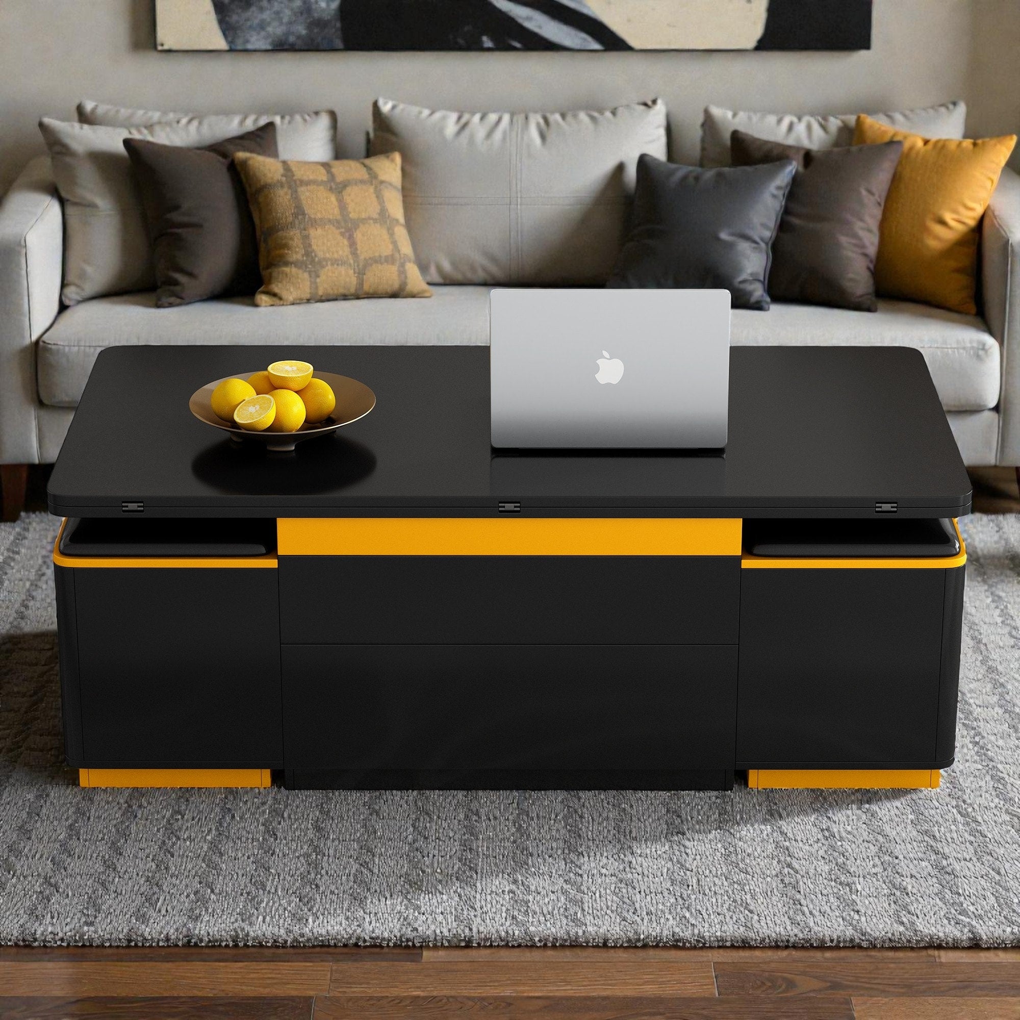 Lift Top Coffee Table With Storage Stools High Gloss Modern Convertible Coffee Dining Table With Foldable Top