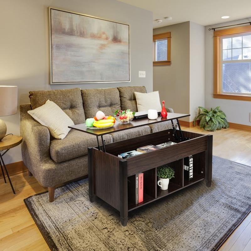 Lift Top Living Room Furniture End Coffee Table Hidden Compartment