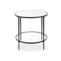 Lify Side End Table 24 Inch Round Mirrored Top Open Shelf Black