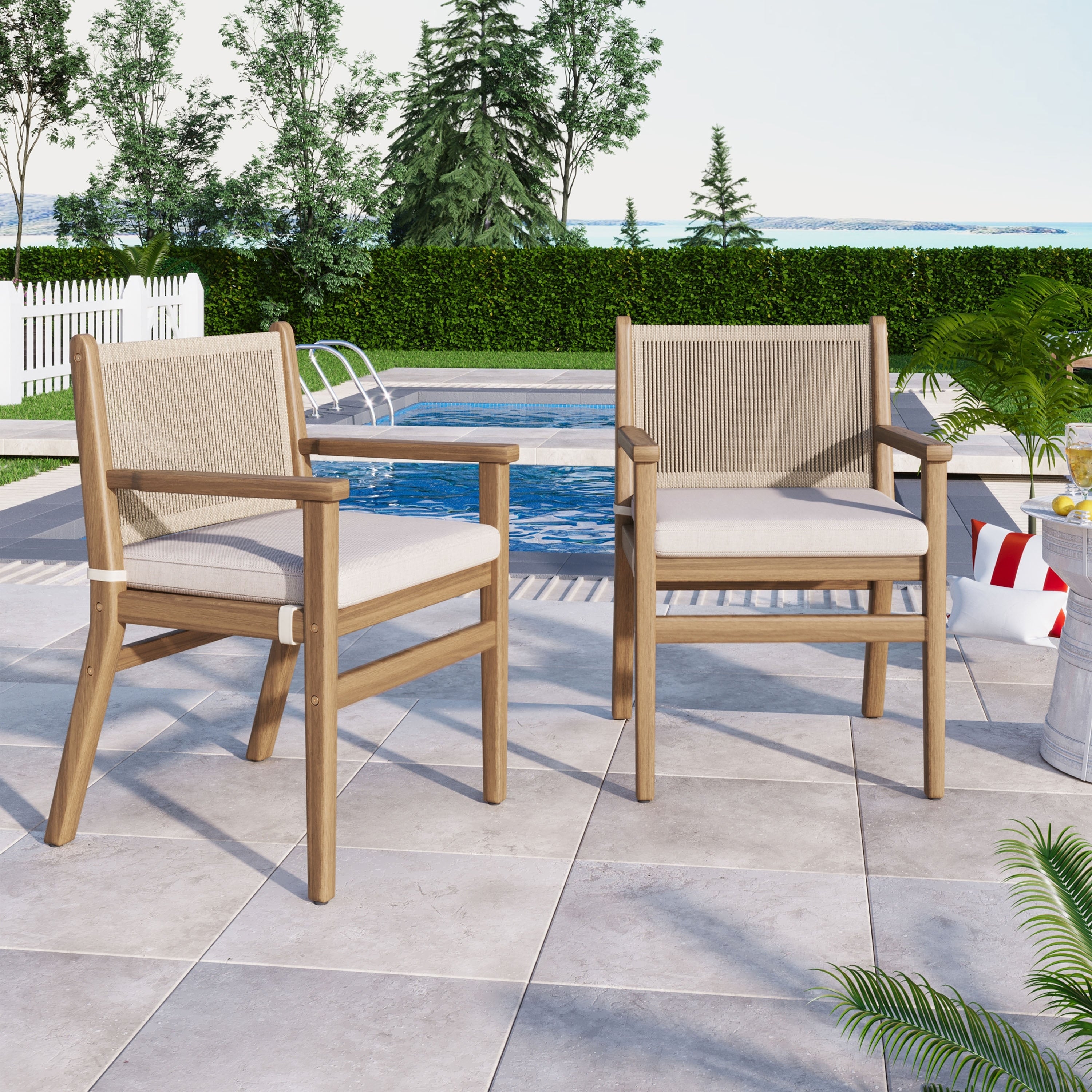 Light Brown Armchairs Outdoor Dining Chairs With Rope Back Patio Chairs Set Of 2 Coffee Chair Reading Chair
